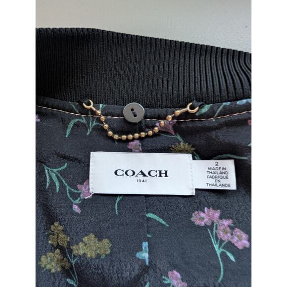 NWD Coach 1941 Women's Satin Cropped Bomber Jacket Size 2 Beige #2G413 - Picture 9 of 12